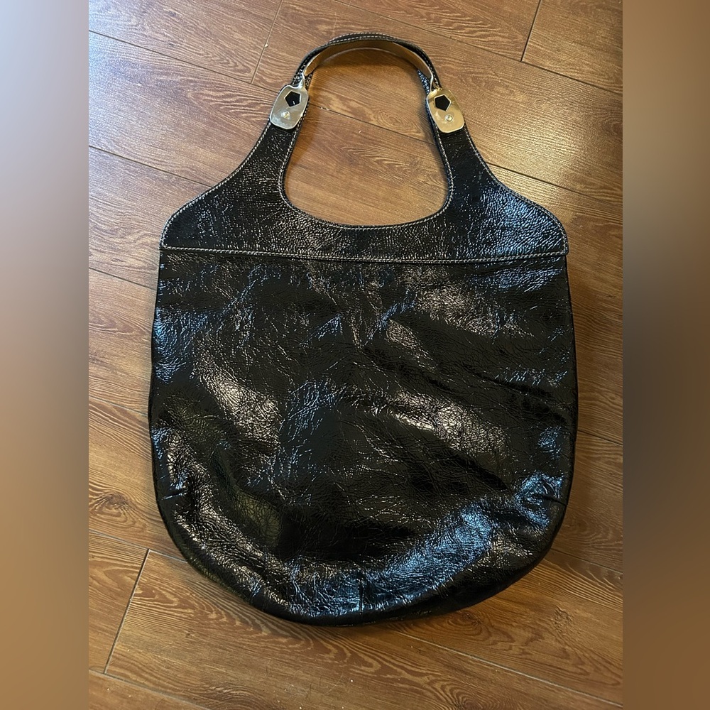 BARNEYS NEW YORK Black patent  Leather Awesome Bag